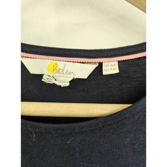 BODEN Ruffle Printed Mini Dress Blue Cap Sleeve Scoop Neck Short Stretch US 4R - Picture 7 of 8